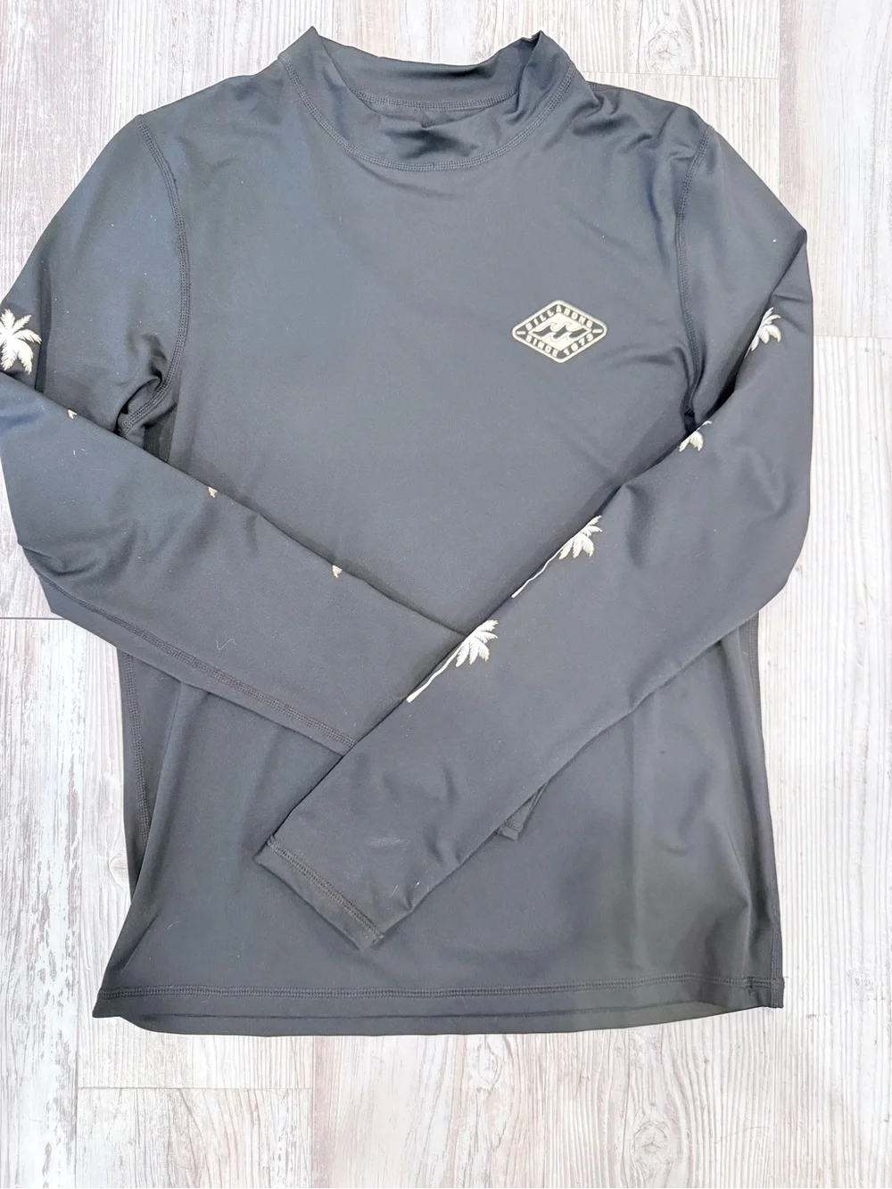 Billabong Black Long-Sleeve Women's Rash Guard with Palm Accents